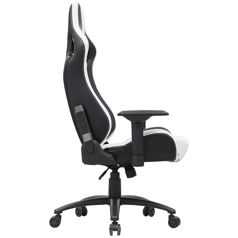 Image 7 Young Black White Faux Leather Adjustable Gaming Chair more views
