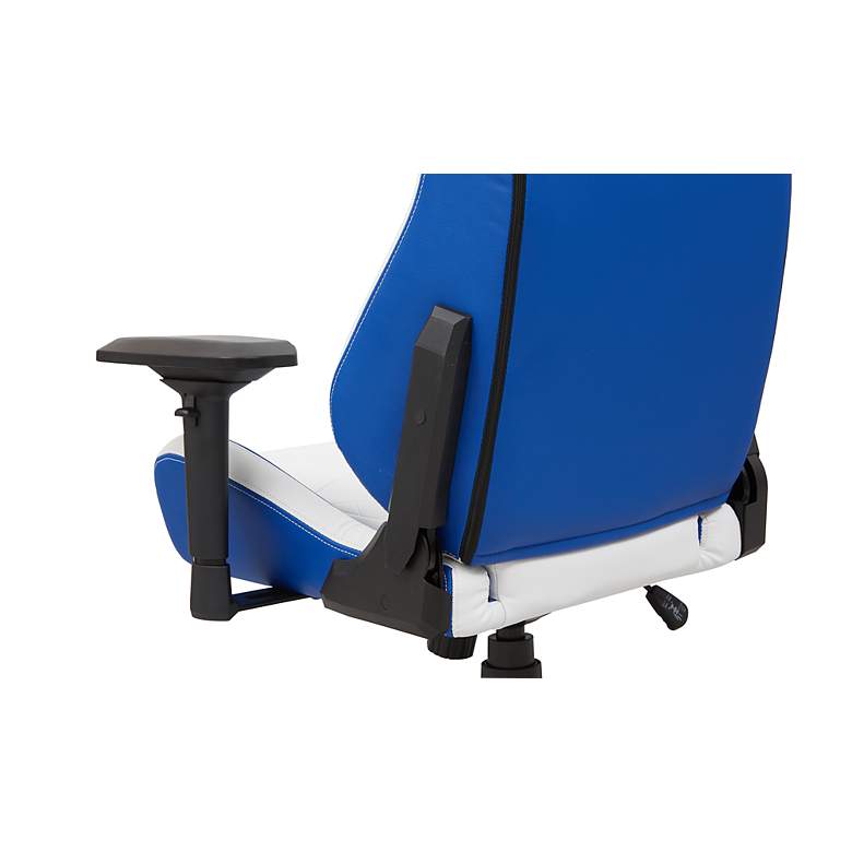 Image 4 Young Blue White Faux Leather Adjustable Swivel Gaming Chair more views