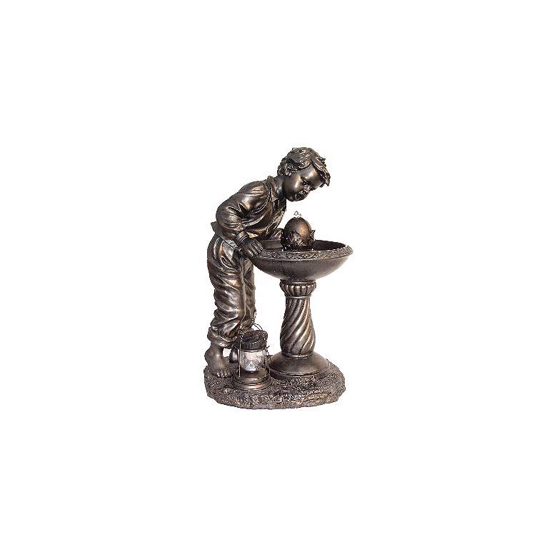 Image 1 Young Boy Antique Bronze 35 inch High Fountain