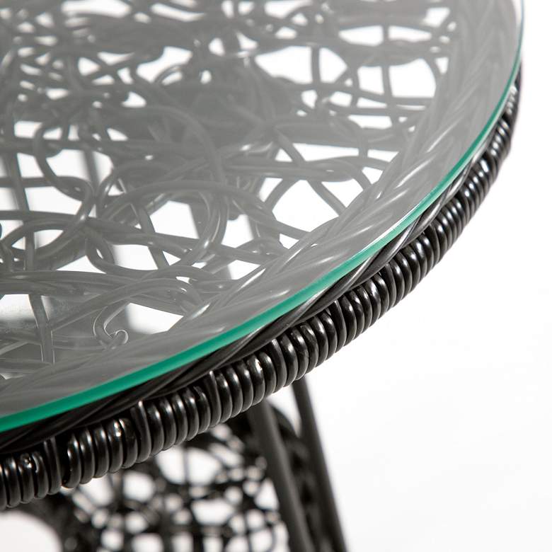 Image 4 Ysar 19 1/4" Wide Black Wicker 1-Shelf Outdoor Side Table more views