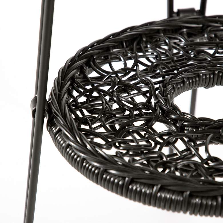 Image 6 Ysar 19 1/4" Wide Black Wicker 1-Shelf Outdoor Side Table more views
