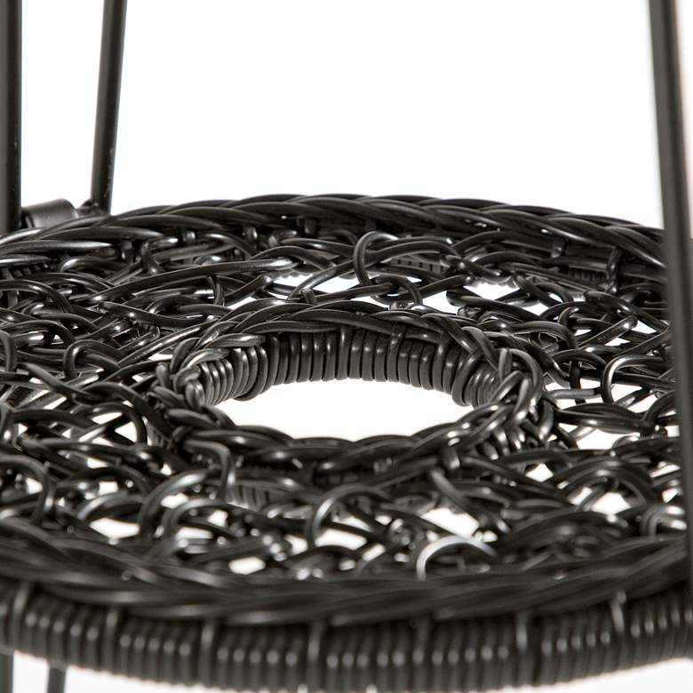 Image 7 Ysar 19 1/4" Wide Black Wicker 1-Shelf Outdoor Side Table more views