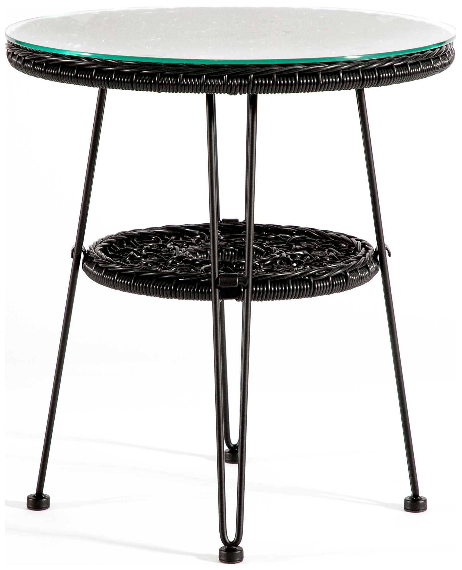 Ysar 19 1/4" Wide Black Wicker 1-Shelf Outdoor Side Table