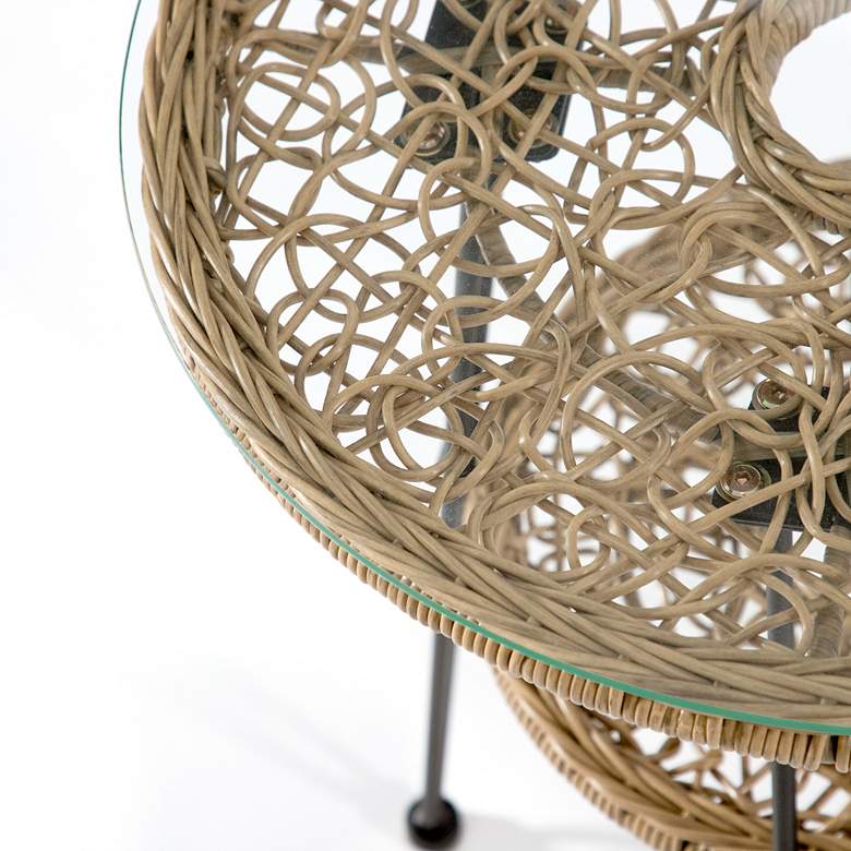 Image 4 Ysar 19 1/4" Wide Natural Wicker 1-Shelf Outdoor Side Table more views