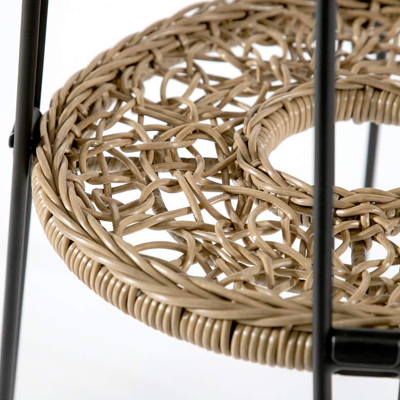 Image 5 Ysar 19 1/4" Wide Natural Wicker 1-Shelf Outdoor Side Table more views
