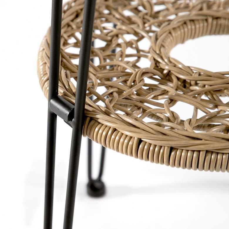 Image 6 Ysar 19 1/4" Wide Natural Wicker 1-Shelf Outdoor Side Table more views