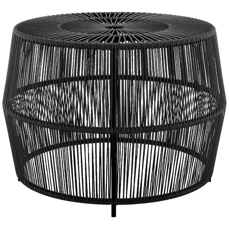 Image 2 Ysar 21 3/4" Wide Black Wicker Round Outdoor Side Table