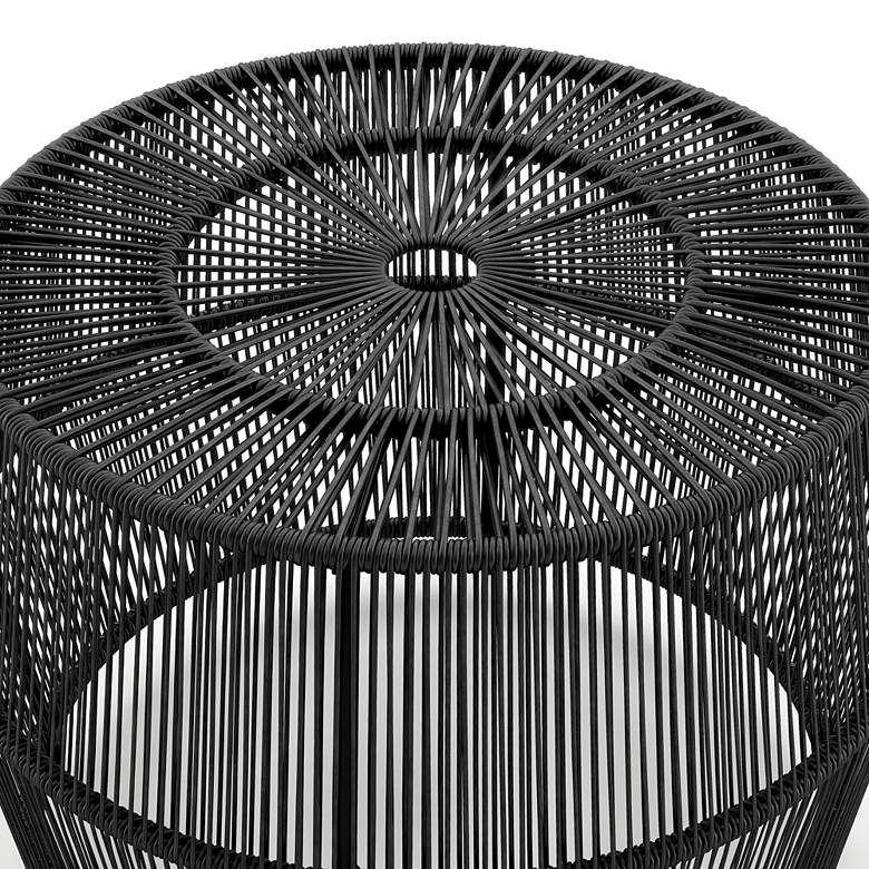 Image 4 Ysar 21 3/4" Wide Black Wicker Round Outdoor Side Table more views