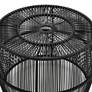 4_Ysar 21 3/4" Wide Black Wicker Round Outdoor Side Table more views