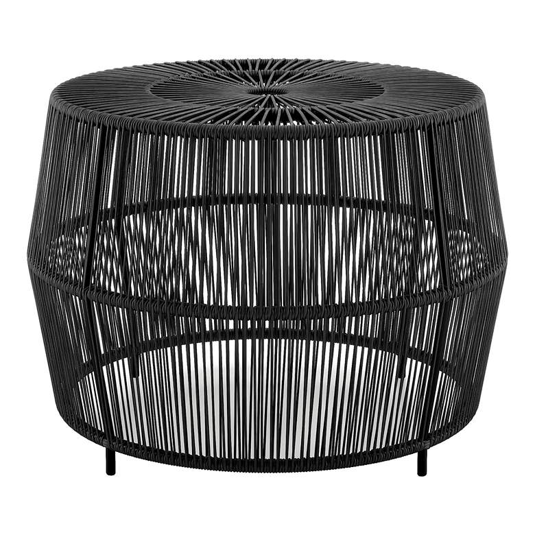 Image 5 Ysar 21 3/4" Wide Black Wicker Round Outdoor Side Table more views