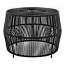 5_Ysar 21 3/4" Wide Black Wicker Round Outdoor Side Table more views