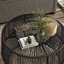 6_Ysar 21 3/4" Wide Black Wicker Round Outdoor Side Table more views