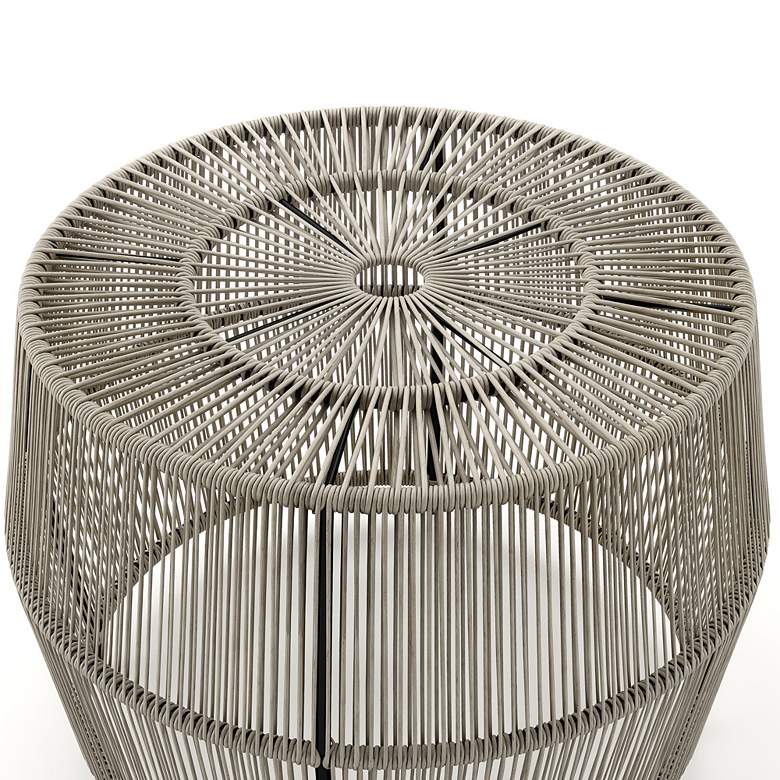 Image 4 Ysar 21 3/4" Wide Gray Wicker Round Outdoor Side Table more views