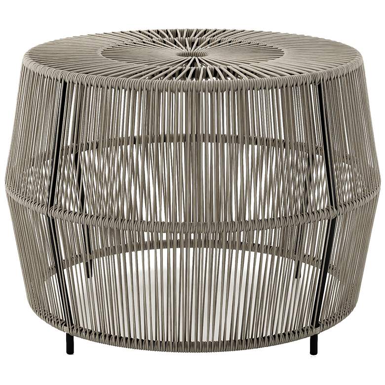 Image 5 Ysar 21 3/4" Wide Gray Wicker Round Outdoor Side Table more views