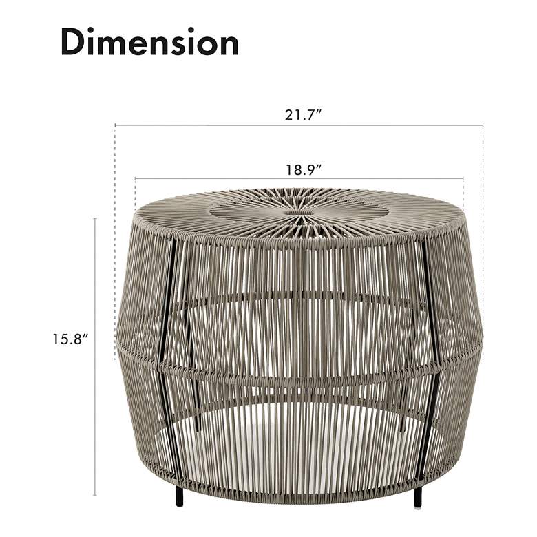 Image 6 Ysar 21 3/4" Wide Gray Wicker Round Outdoor Side Table more views