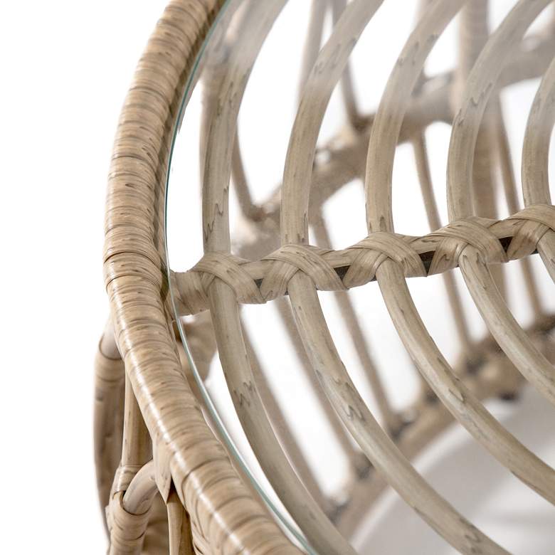 Image 4 Ysar 21 3/4" Wide Natural Wicker Round Outdoor Side Table more views