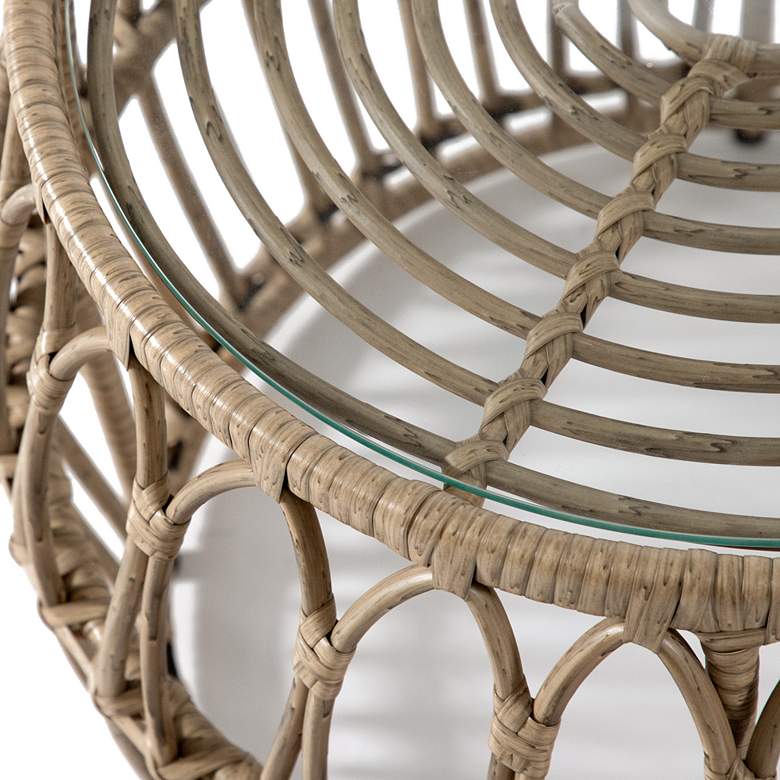 Image 5 Ysar 21 3/4" Wide Natural Wicker Round Outdoor Side Table more views