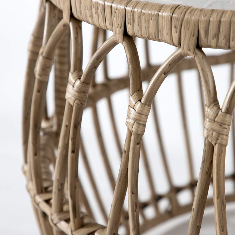 Image 7 Ysar 21 3/4" Wide Natural Wicker Round Outdoor Side Table more views