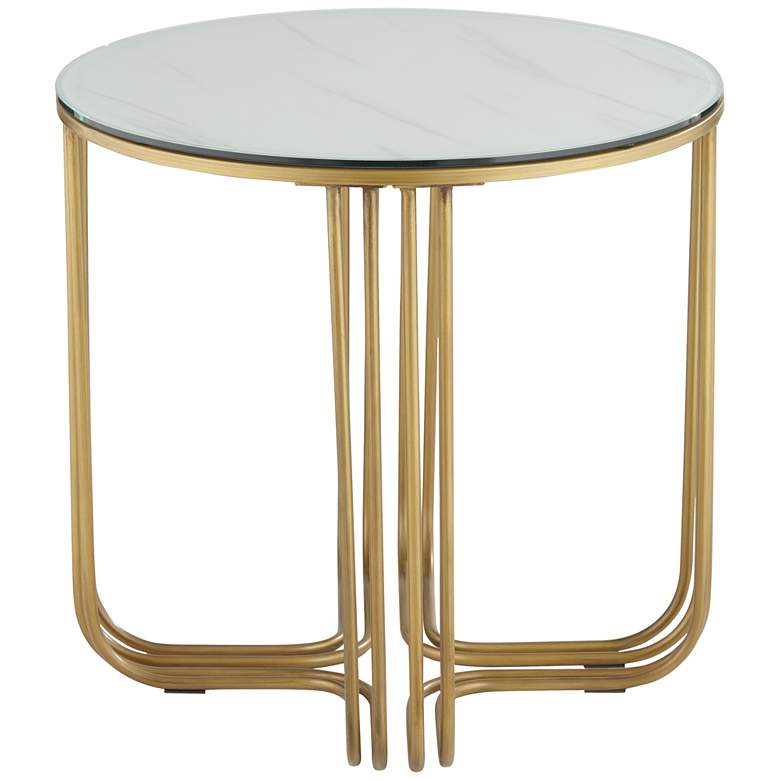 Image 6 Yuri Bronze Metal and Glass End Table more views