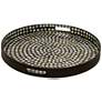 Yuri Polished Black Mother of Pearl Round Tray with Handles