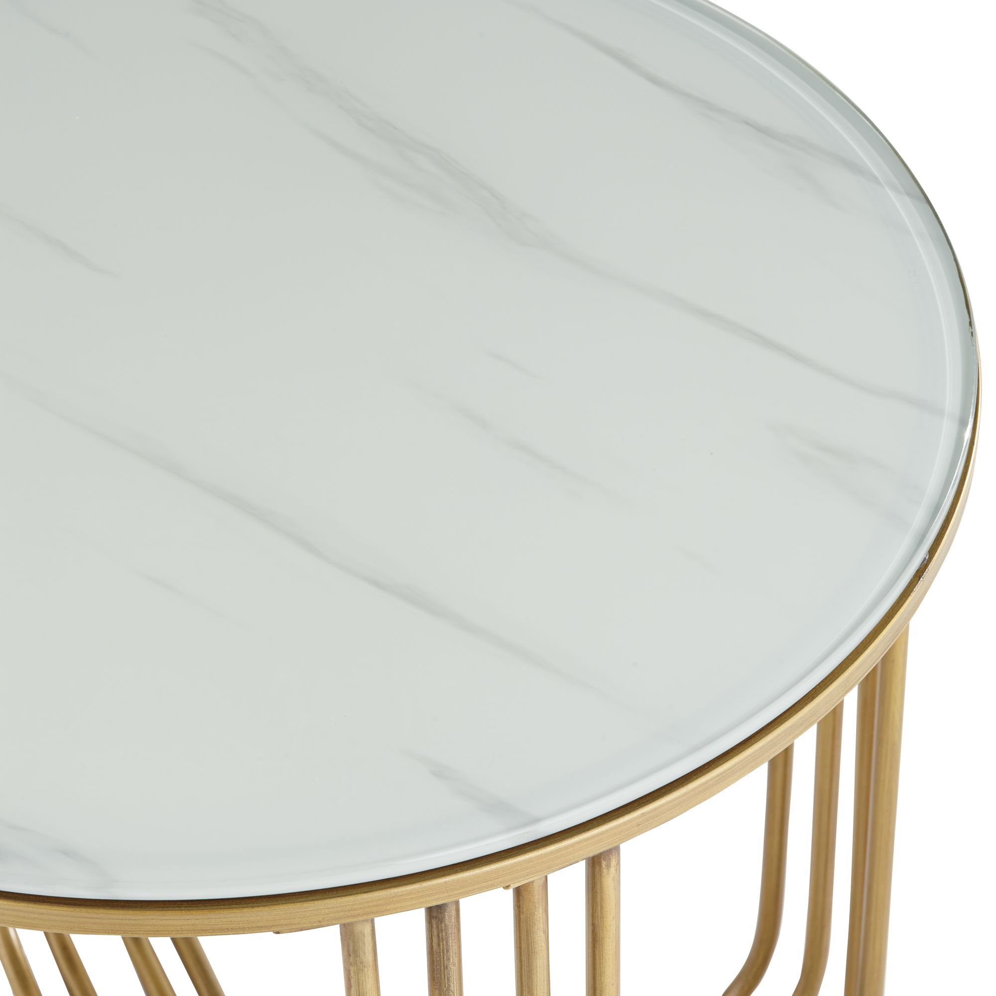 Image 3 Yuri Soft Gold Metal and Glass End Table more views