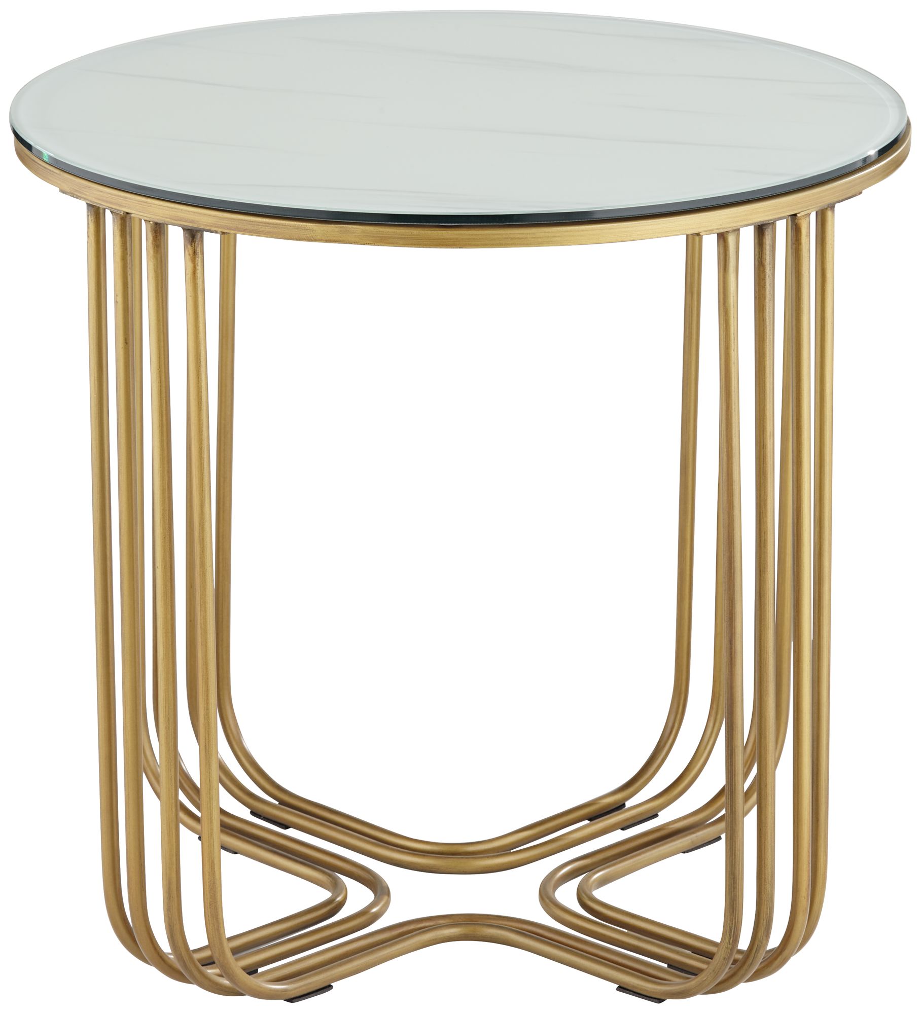 Image 5 Yuri Soft Gold Metal and Glass End Table more views