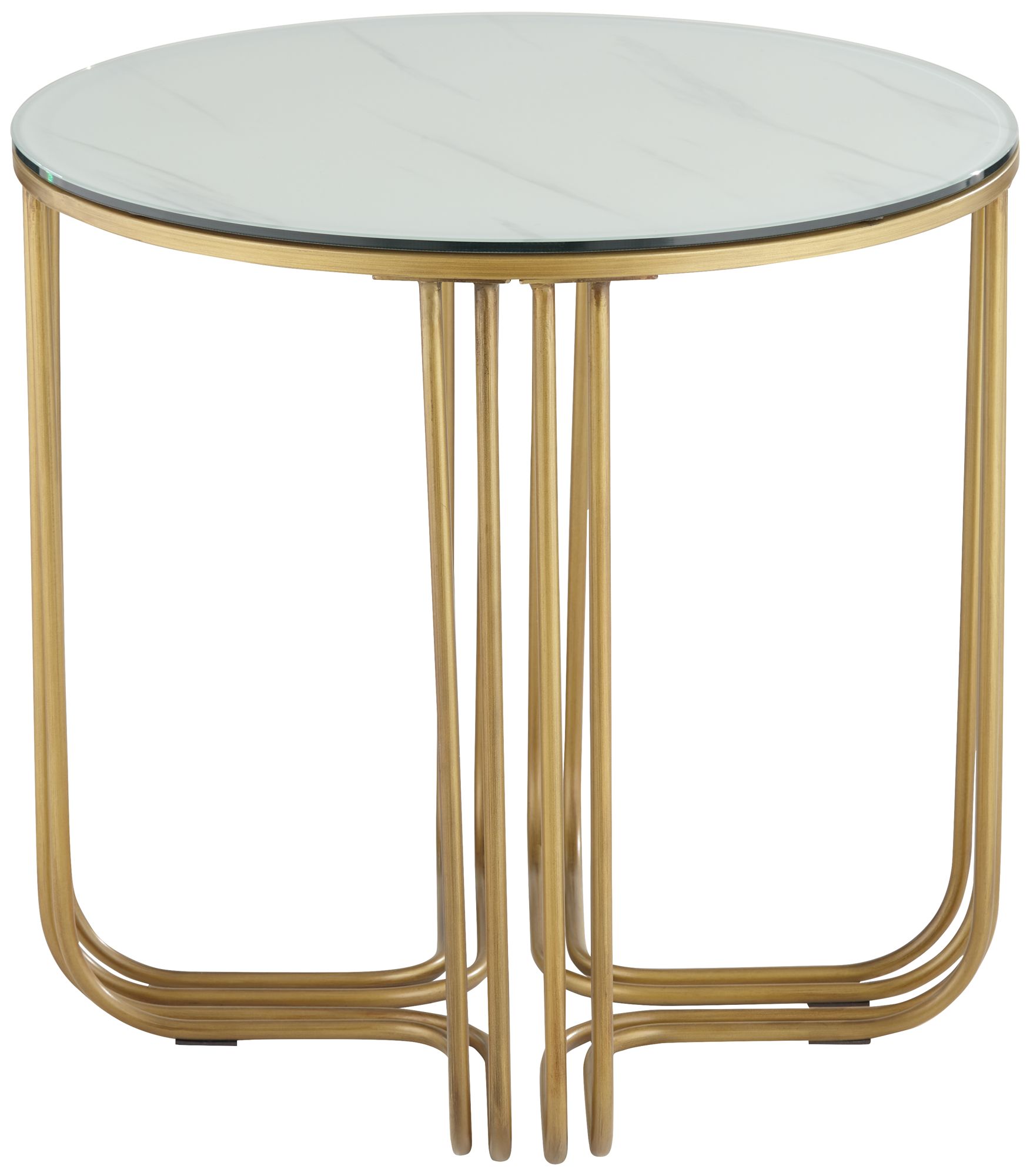 Image 6 Yuri Soft Gold Metal and Glass End Table more views