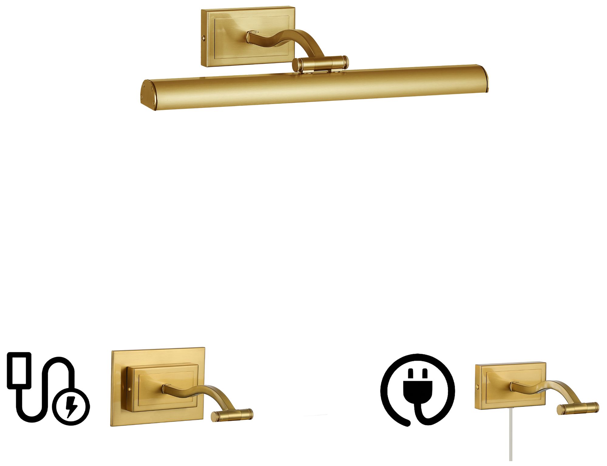 Image 2 Yvonne 16" Wide Aged Brass, Frosted LED Picture Light more views