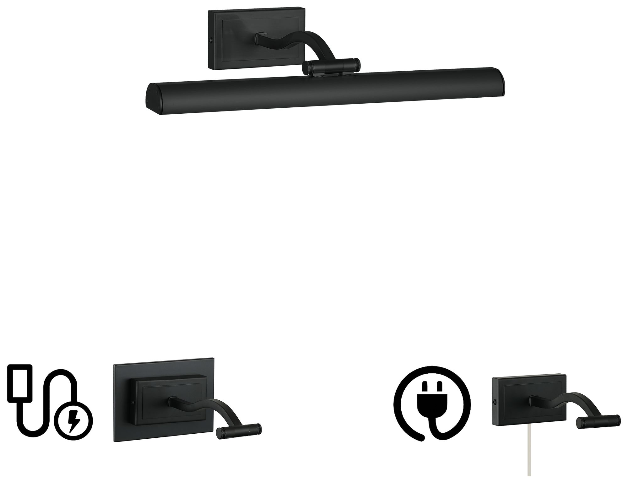 Image 2 Yvonne 16" Wide Matte Black, Frosted LED Picture Light more views
