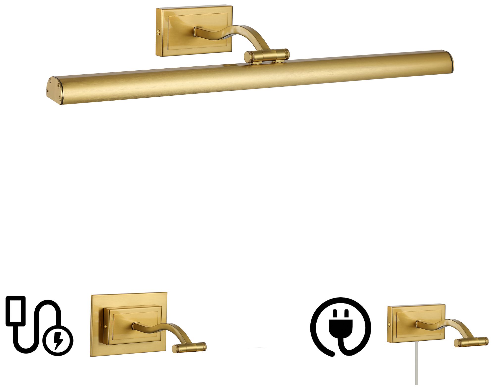 Image 2 Yvonne 24" Wide Aged Brass, Frosted LED Picture Light more views