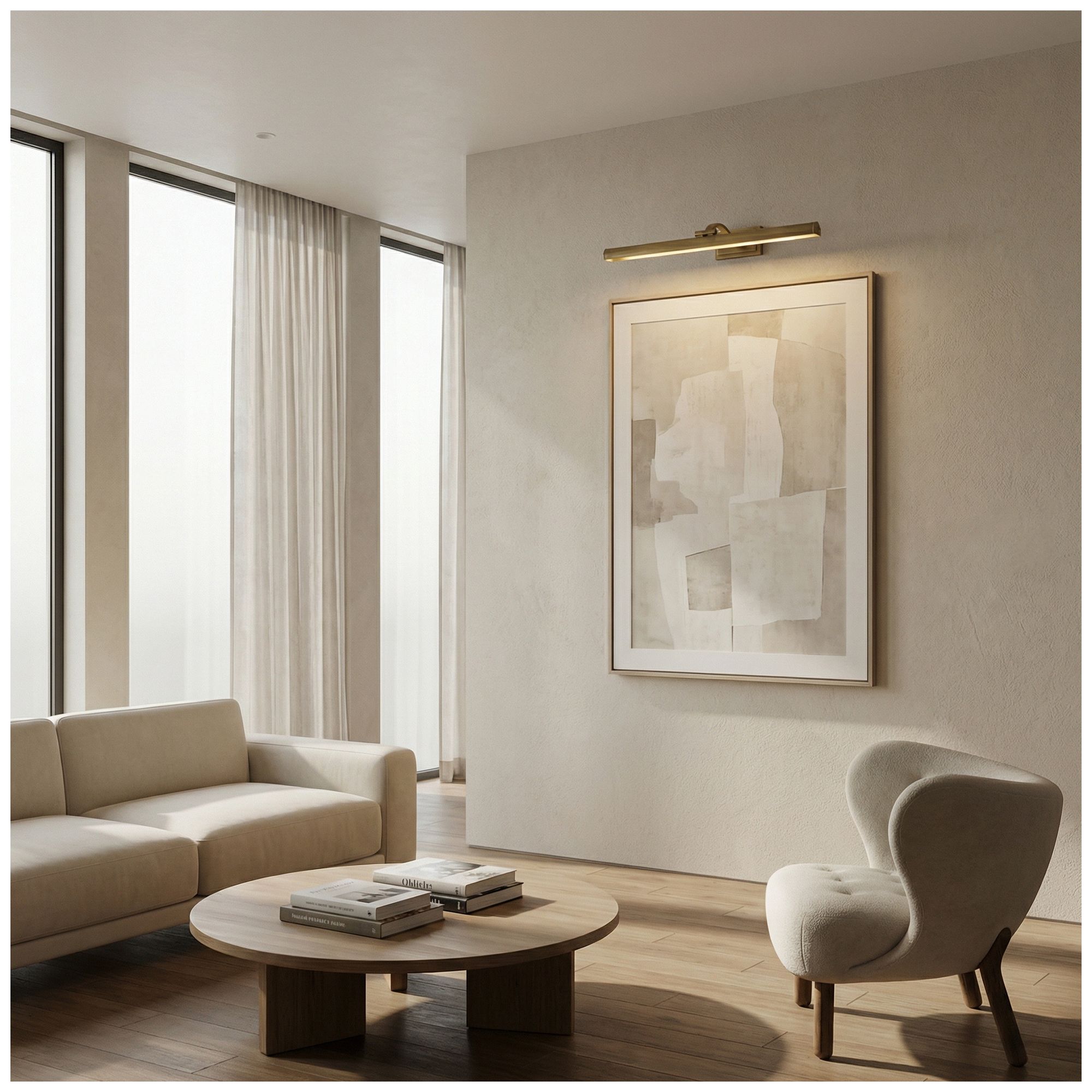 Yvonne 24" Wide Aged Brass, Frosted LED Picture Light