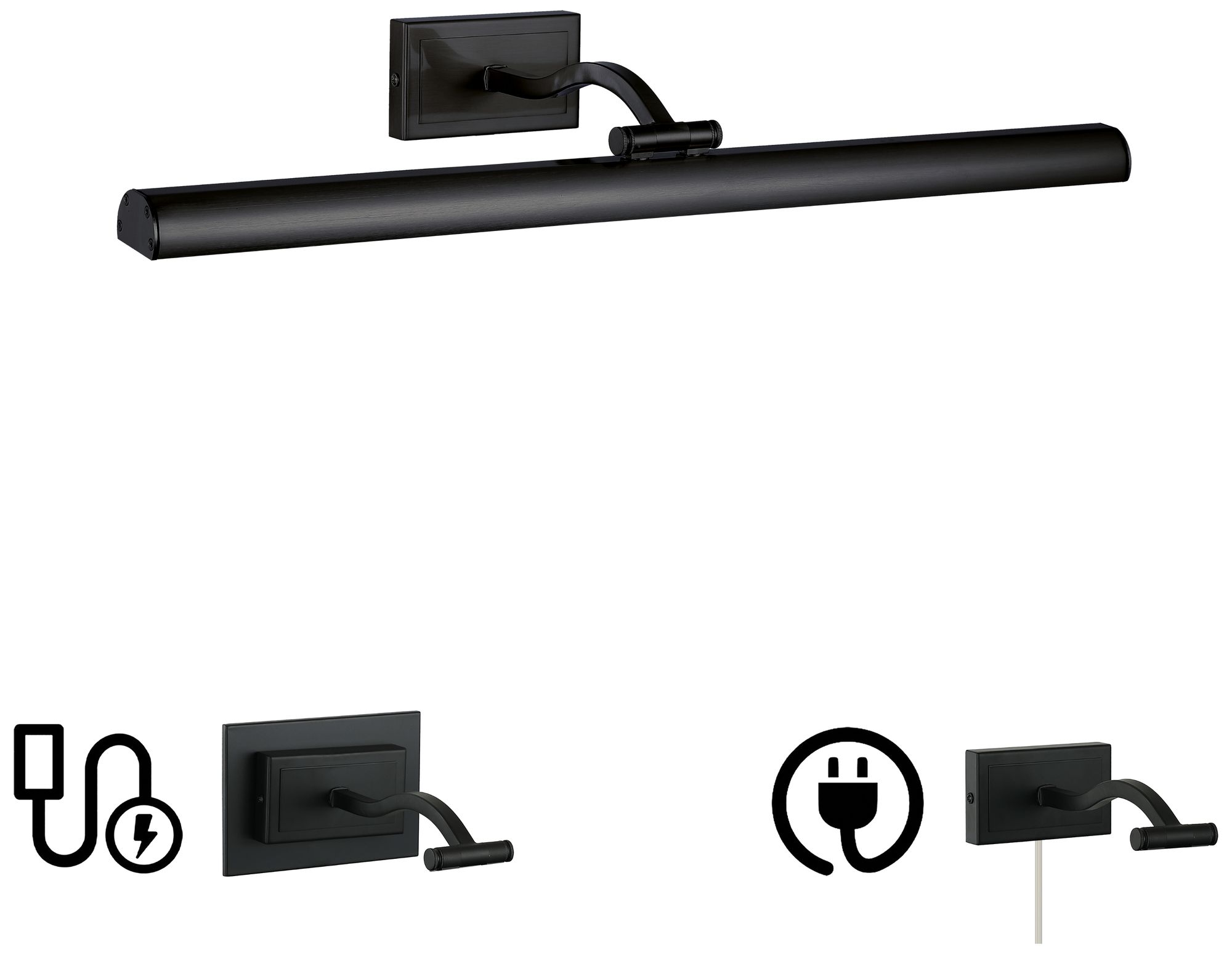 Image 2 Yvonne 24" Wide Matte Black, Frosted LED Picture Light more views