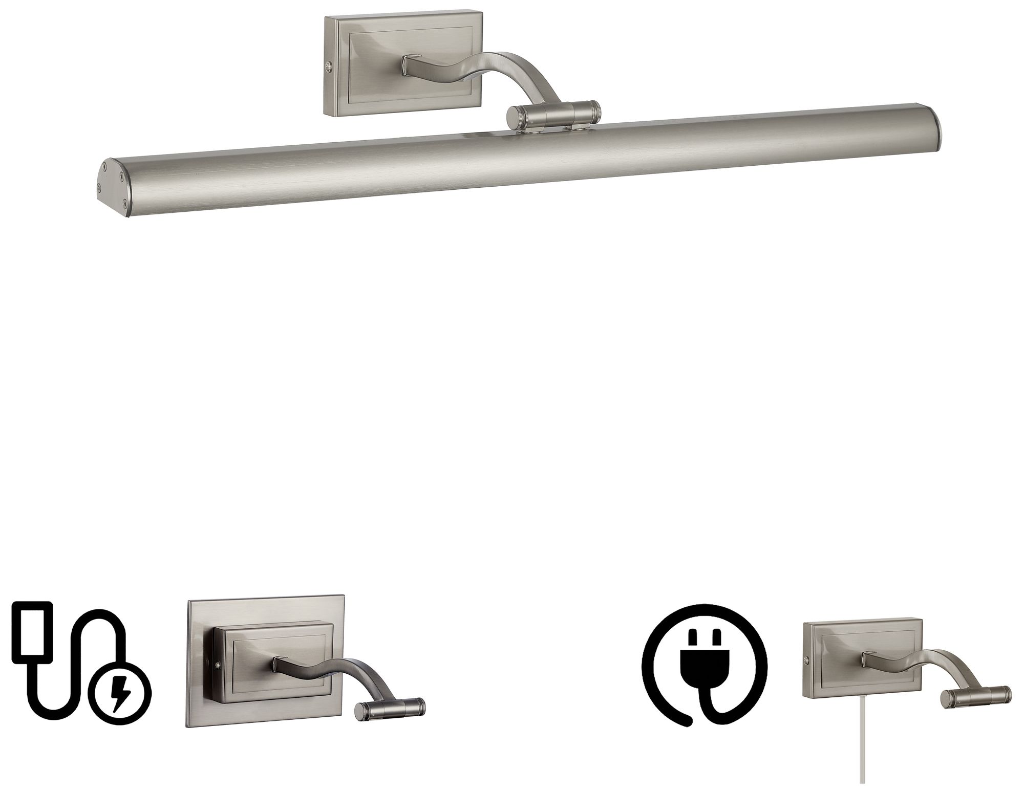Image 2 Yvonne 24" Wide Satin Chrome, Frosted LED Picture Light more views
