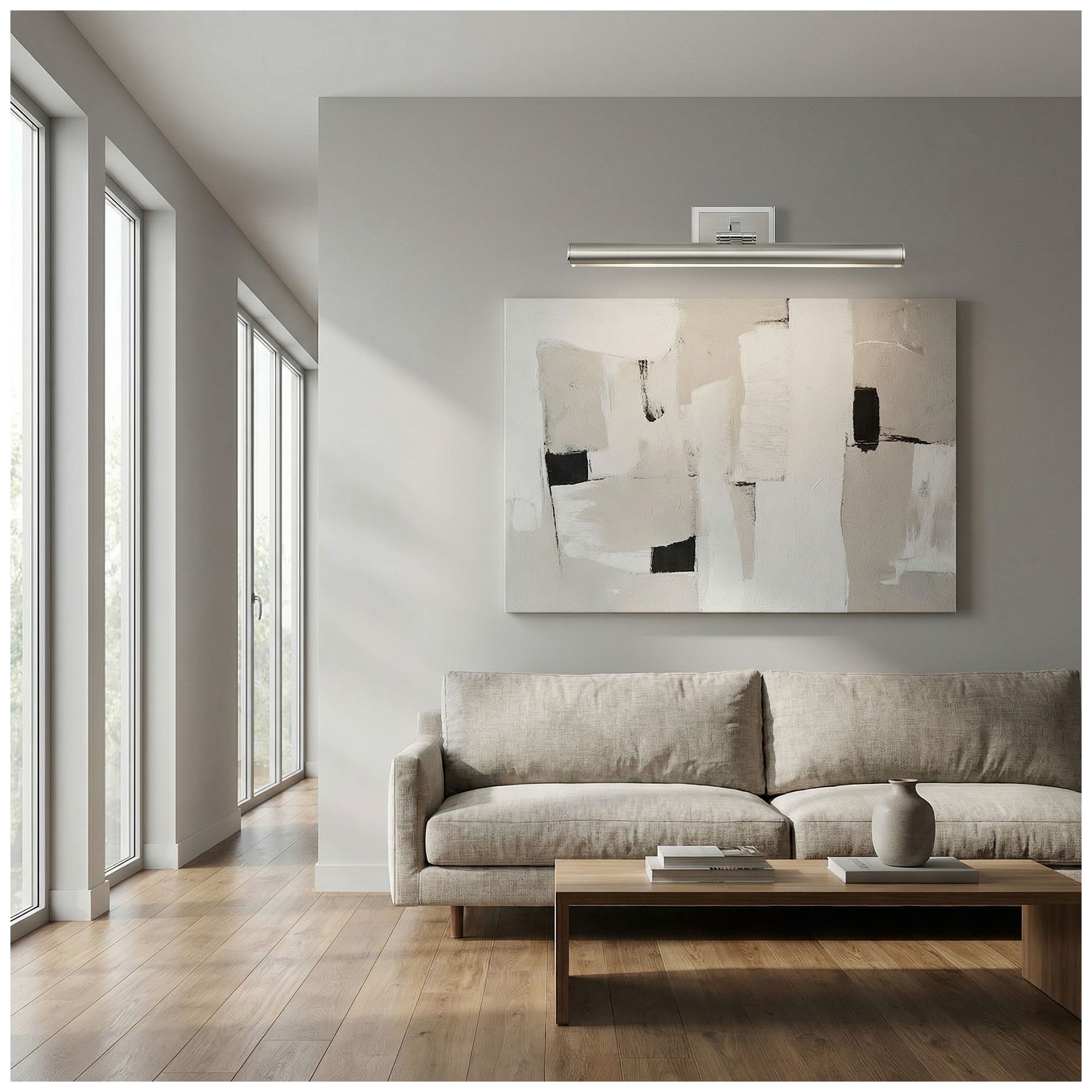 Image 7 Yvonne 24" Wide Satin Chrome, Frosted LED Picture Light more views