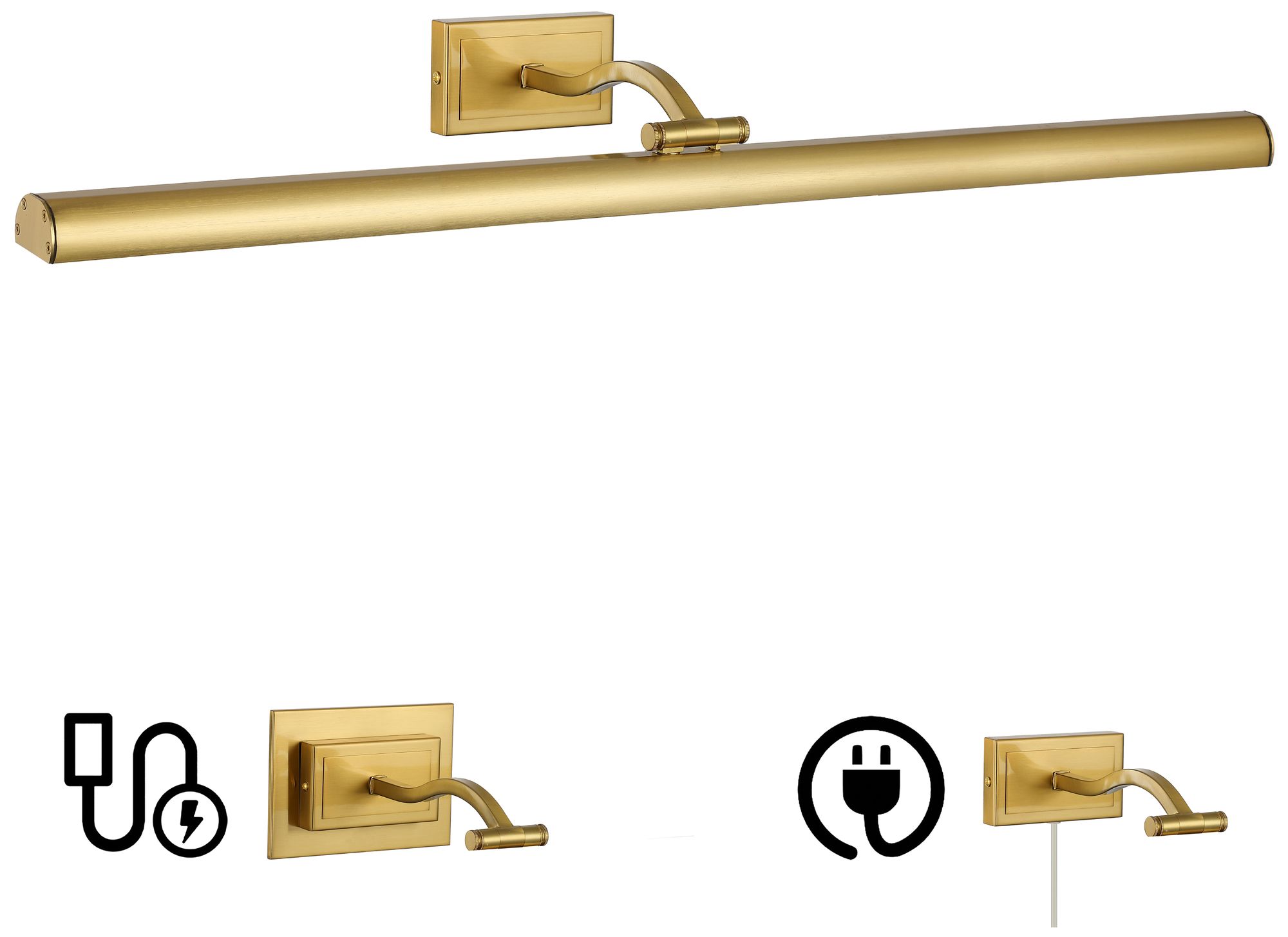 Image 2 Yvonne 32" Wide Aged Brass, Frosted LED Picture Light more views