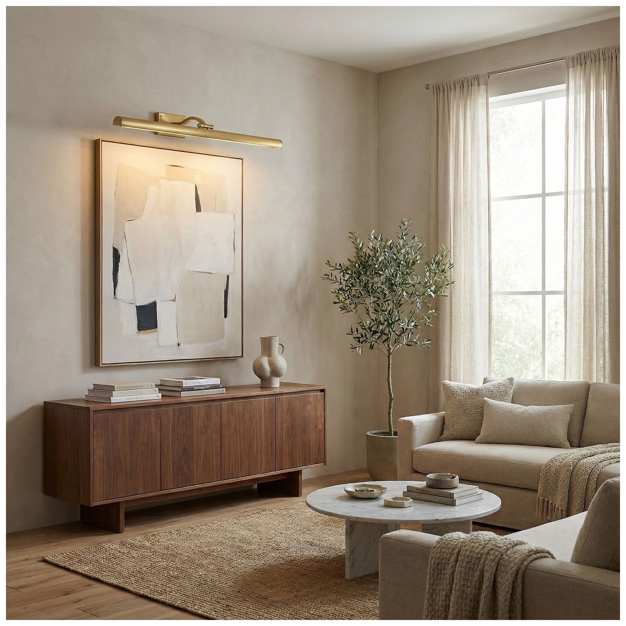 Yvonne 32" Wide Aged Brass, Frosted LED Picture Light