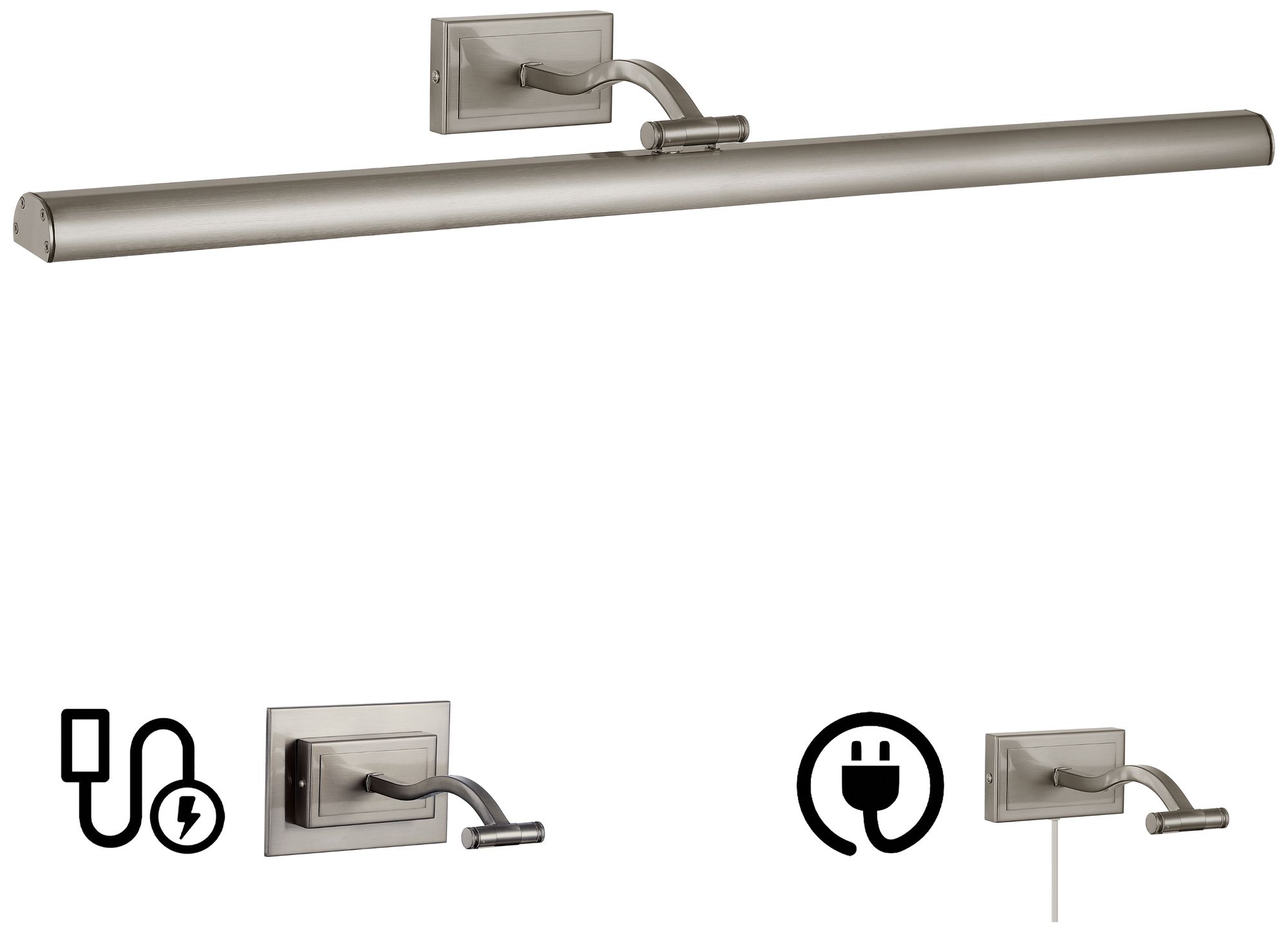 Image 2 Yvonne 32" Wide Satin Chrome, Frosted LED Picture Light more views