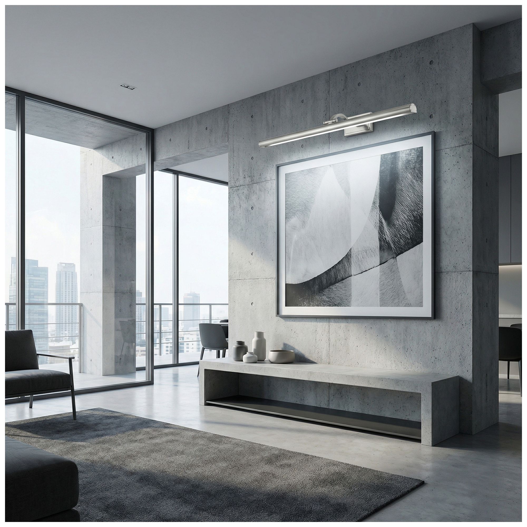 Image 7 Yvonne 32" Wide Satin Chrome, Frosted LED Picture Light more views