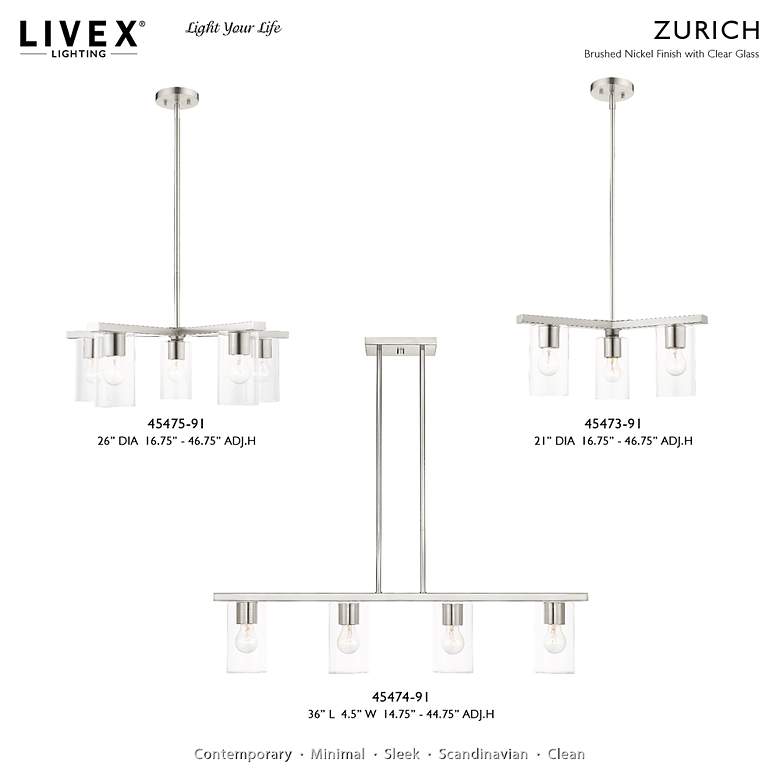 Image 3 Zürich 1 Light Brushed Nickel Wall Sconce more views