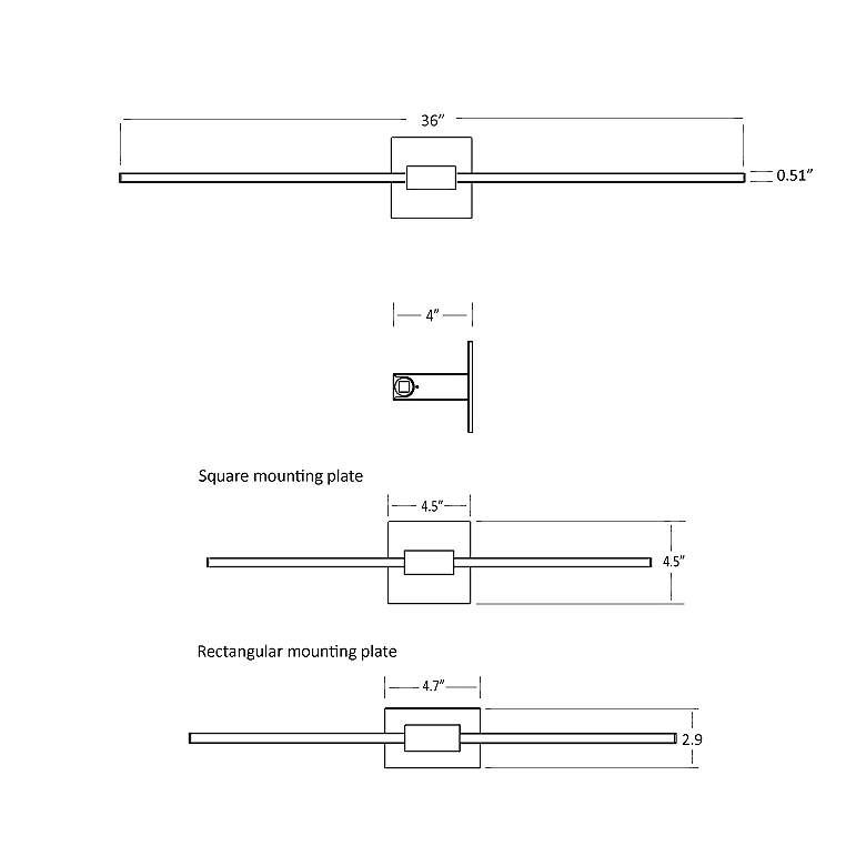 Image 6 Z-Bar 36" Wide Matte Black LED Wall Sconce/Bath Light more views