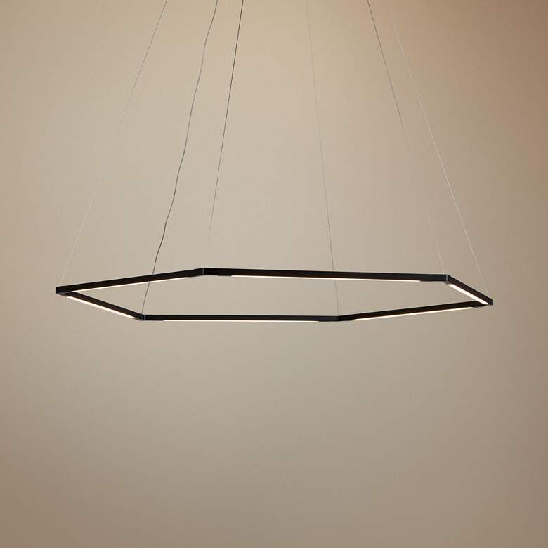 Image 1 Z-Bar Honeycomb 35 3/4" Wide Matte Black LED Pendant Light