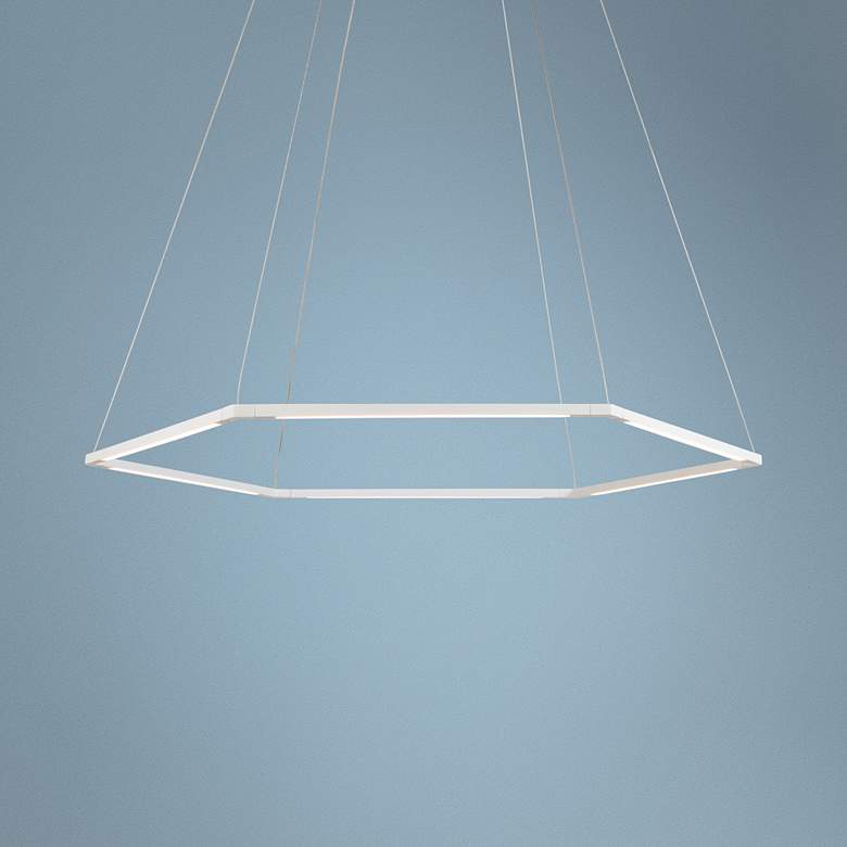 Image 1 Z-Bar Honeycomb 35 3/4" Wide Matte White LED Pendant Light