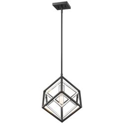 Z-Lite 1 Light Mini Pendant in Chrome + Matte Black Finish