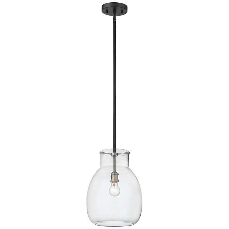 Image 1 Z-Lite 1 Light Mini Pendant in Matte Black + Brushed Nickel Finish