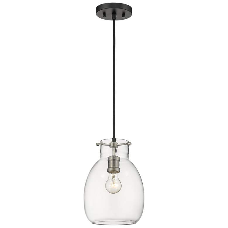 Image 1 Z-Lite 1 Light Mini Pendant in Matte Black + Brushed Nickel Finish