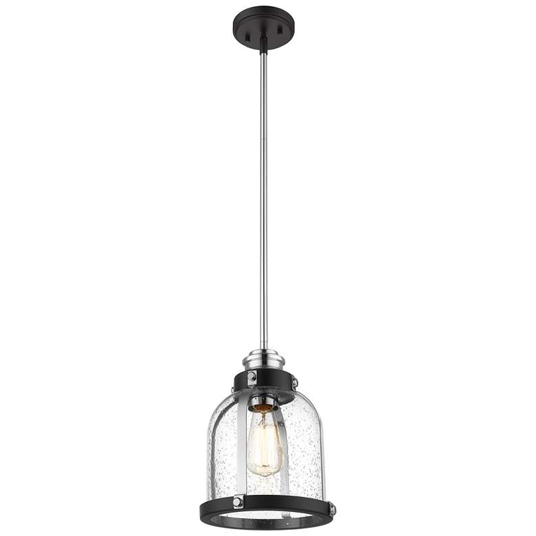 Image 1 Z-Lite 1 Light Mini Pendant in Matte Black + Chrome Finish