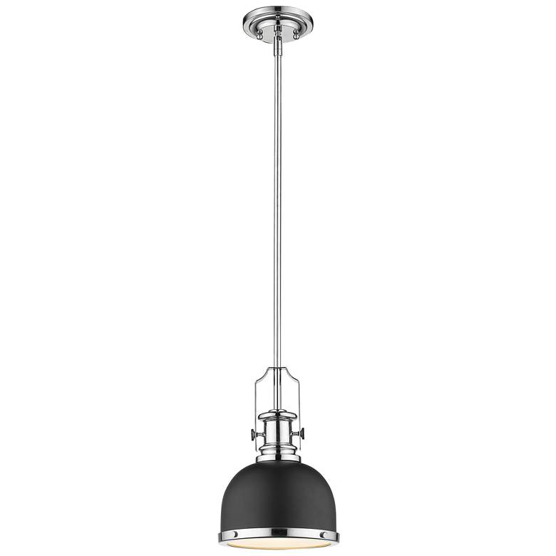 Image 1 Z-Lite 1 Light Mini Pendant in Matte Black + Chrome Finish