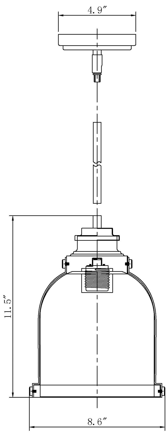 Z-Lite 1 Light Mini Pendant in Matte Black Finish