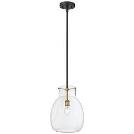 Image1 of Z-Lite 1 Light Mini Pendant in Matte Black + Olde Brass Finish