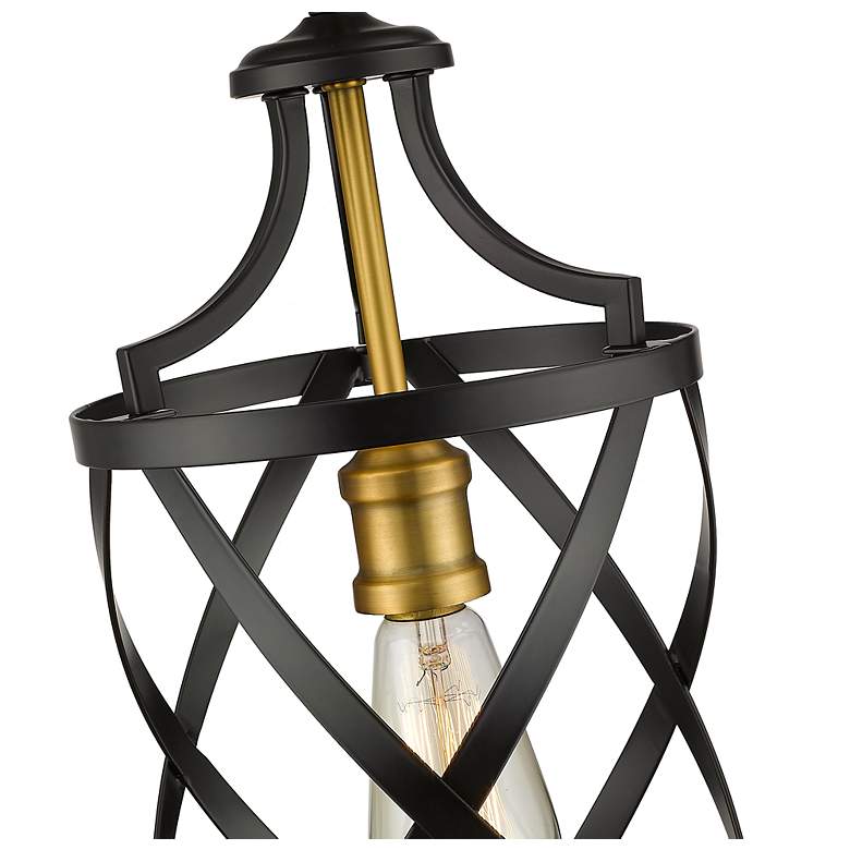 Image 6 Z-Lite 1 Light Mini Pendant in Matte Black + Olde Brass Finish more views